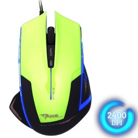 Souris Gaming Design Verte Fluo à LED - 2400 DPI - 6 Boutons - E-Blue Mazer Type R EMS124GR