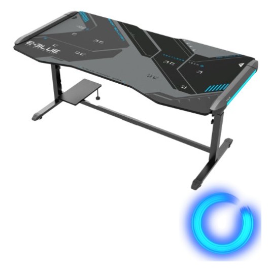 Bureau Gamer largeur 1,6m éclairé avec hauteur ajustable et tapis de souris - E-BLUE - EGT576