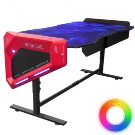 Bureau Gamer Rétro Eclairé LED RGB  – E-BLUE - EGT003 - Hauteur ajustable - Largeur 1m65